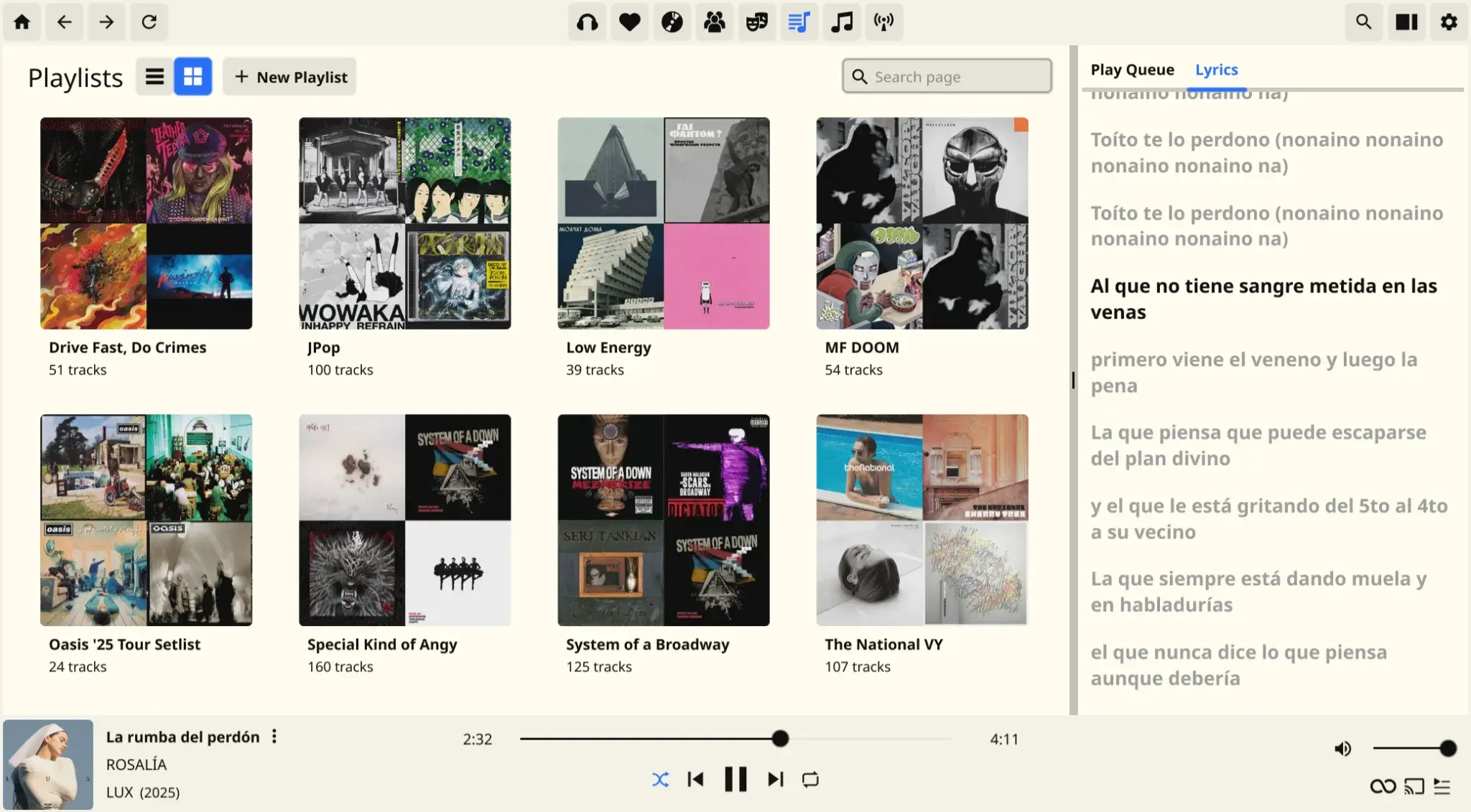 Supersonic (a media player) displaying several user made albums.